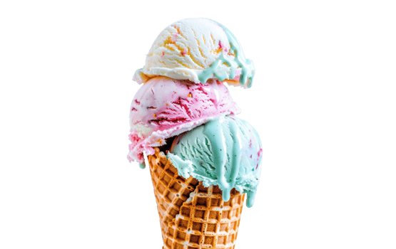 AI generated Variety of ice cream cones png
