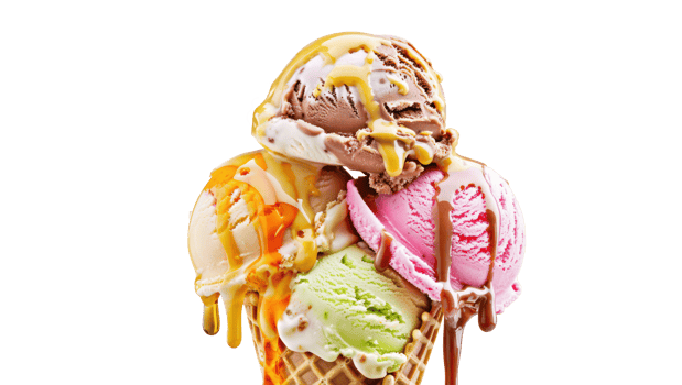 AI generated Variety of ice cream cones png