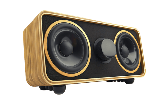 AI generated Wooden bluetooth speaker with dual drivers png