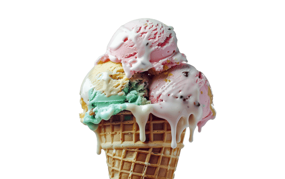 AI generated Variety of ice cream cones png