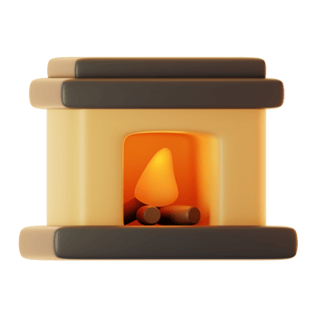 3d rendering fireplace icon. 3d render christmas icon concept png