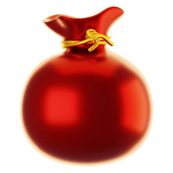 3d rendering santa gift bag icon. 3d render christmas icon concept png
