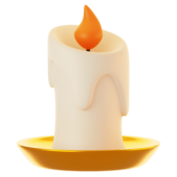 3d rendering candle icon with cartoon style. 3d illustration png