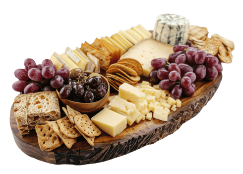 AI generated Gourmet cheese and grape platter png