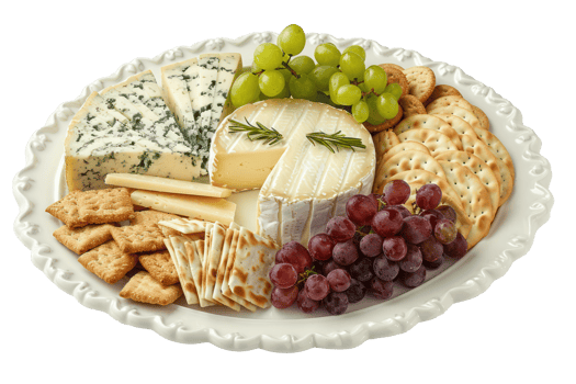 AI generated Gourmet cheese and grape platter png