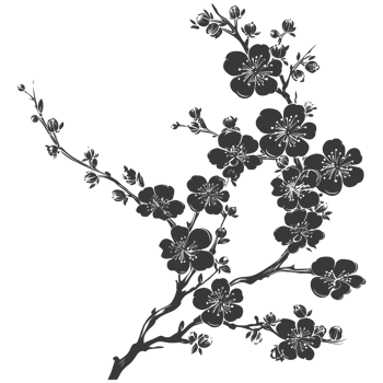 AI generated Silhouette Cherry blossoms or sakura flower black color only png