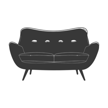 AI generated Silhouette Scandinavian sofa black color only png