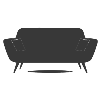 AI generated Silhouette Scandinavian sofa black color only png
