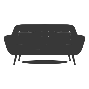 AI generated Silhouette Scandinavian sofa black color only png