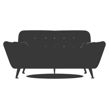 AI generated Silhouette Scandinavian sofa black color only png