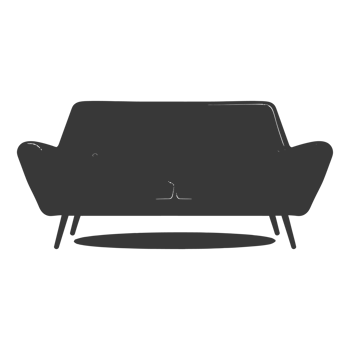 AI generated Silhouette Scandinavian sofa black color only png