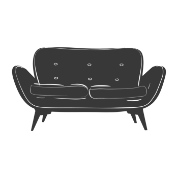 AI generated Silhouette Scandinavian sofa black color only png