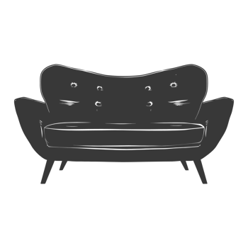 AI generated Silhouette Scandinavian sofa black color only png