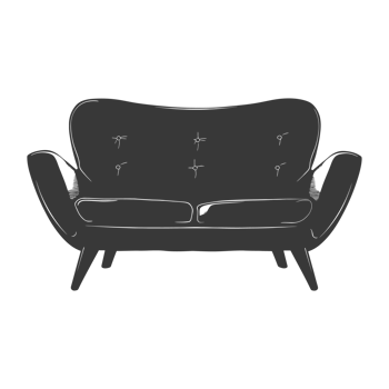 AI generated Silhouette Scandinavian sofa black color only png
