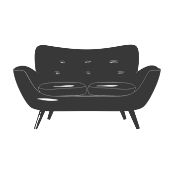 AI generated Silhouette Scandinavian sofa black color only png