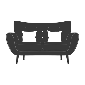 AI generated Silhouette Scandinavian sofa black color only png