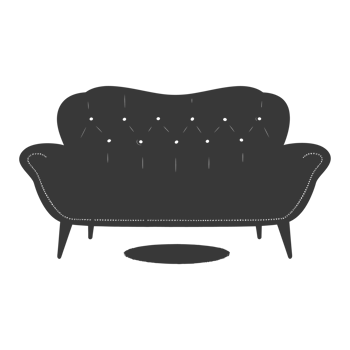 AI generated Silhouette Scandinavian sofa black color only png