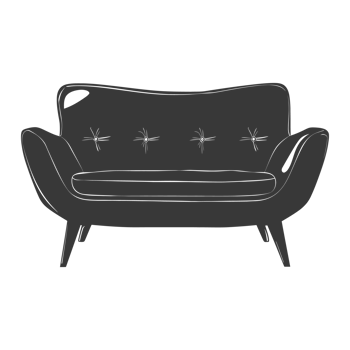 AI generated Silhouette Scandinavian sofa black color only png