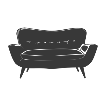 AI generated Silhouette Scandinavian sofa black color only png