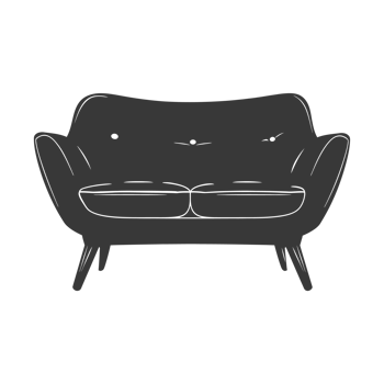 AI generated Silhouette Scandinavian sofa black color only png