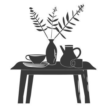 AI generated Silhouette Scandinavian table black color only png