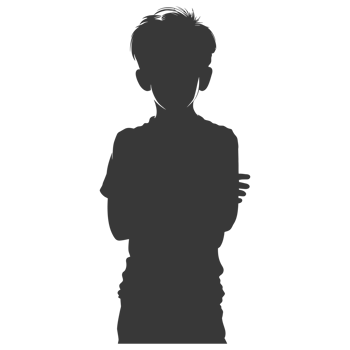 AI generated Silhouette caucasian boy black color only png