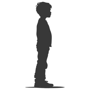 AI generated Silhouette caucasian boy black color only png