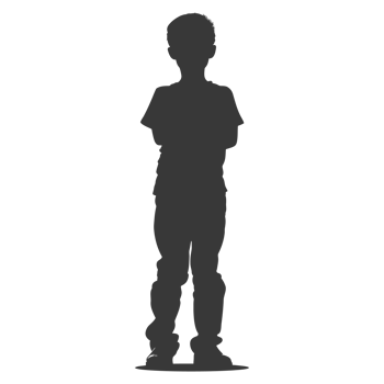AI generated Silhouette caucasian boy black color only png