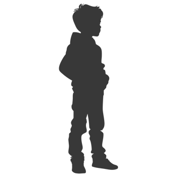 AI generated Silhouette caucasian boy black color only png