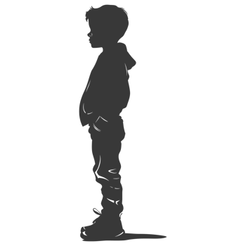 AI generated Silhouette caucasian boy black color only png