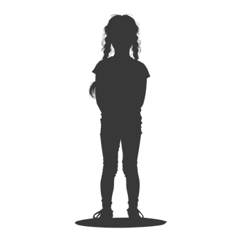 AI generated Silhouette caucasian girl alone black color only png