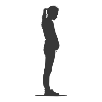 AI generated Silhouette caucasian girl alone black color only png