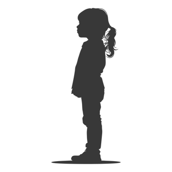 AI generated Silhouette caucasian girl alone black color only png
