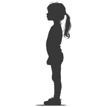 AI generated Silhouette caucasian girl alone black color only png