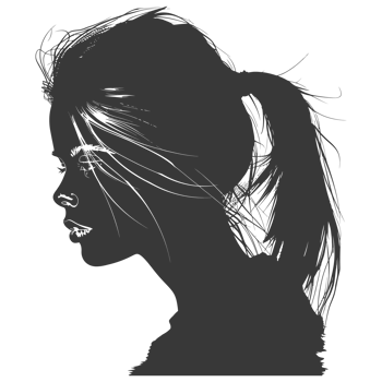 AI generated Silhouette caucasian girl alone black color only png