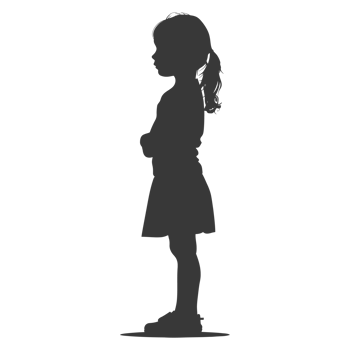 AI generated Silhouette caucasian girl alone black color only png