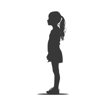 AI generated Silhouette caucasian girl black color only png