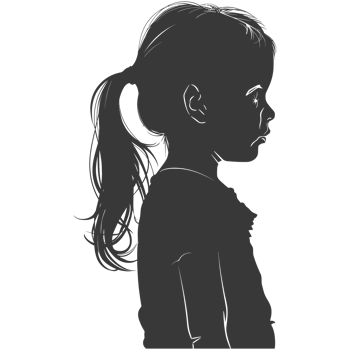 AI generated Silhouette caucasian girl black color only png