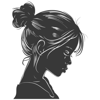 AI generated Silhouette caucasian girl black color only png