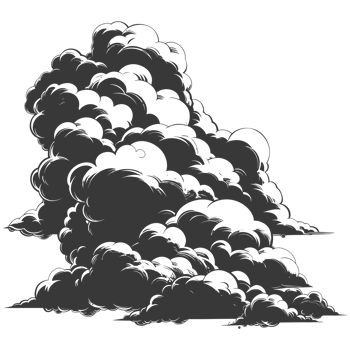 AI generated Silhouette cloud black color only png