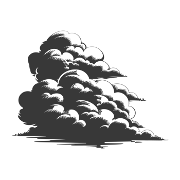 AI generated Silhouette cloud black color only png