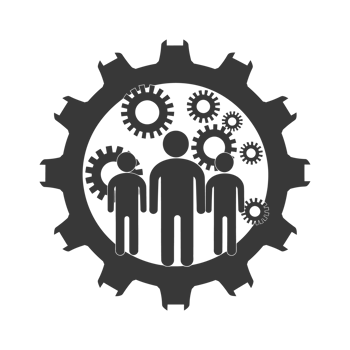 AI generated Silhouette cog wheel as teamwork symbol black color only png