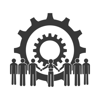 AI generated Silhouette cog wheel as teamwork symbol black color only png