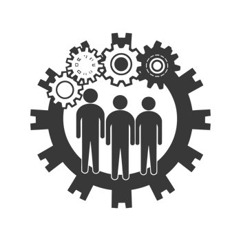 AI generated Silhouette cog wheel as teamwork symbol black color only png