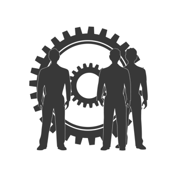 AI generated Silhouette cog wheel as teamwork symbol black color only png