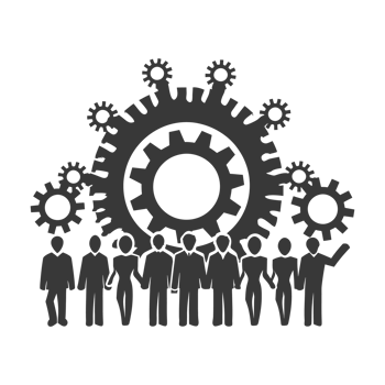 AI generated Silhouette cog wheel as teamwork symbol black color only png