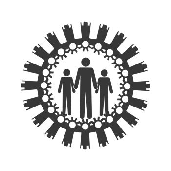 AI generated Silhouette cog wheel as teamwork symbol black color only png