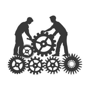 AI generated Silhouette cog wheel as teamwork symbol black color only png