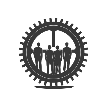 AI generated Silhouette cog wheel as teamwork symbol black color only png