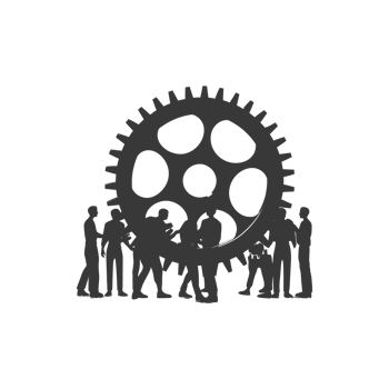 AI generated Silhouette cog wheel as teamwork symbol black color only png